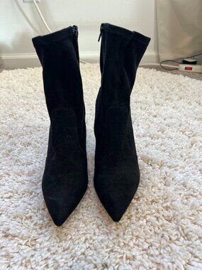 Express Slouchy Mid Calf Boots Women's Black Size 8 Suede Slouchy Stiletto Heel